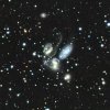 Stephans Quintett, NGC 7317,7318 A/B,7319,7320C 300 Mio.Lj, NGC 7320 45 Mio.Lj.
